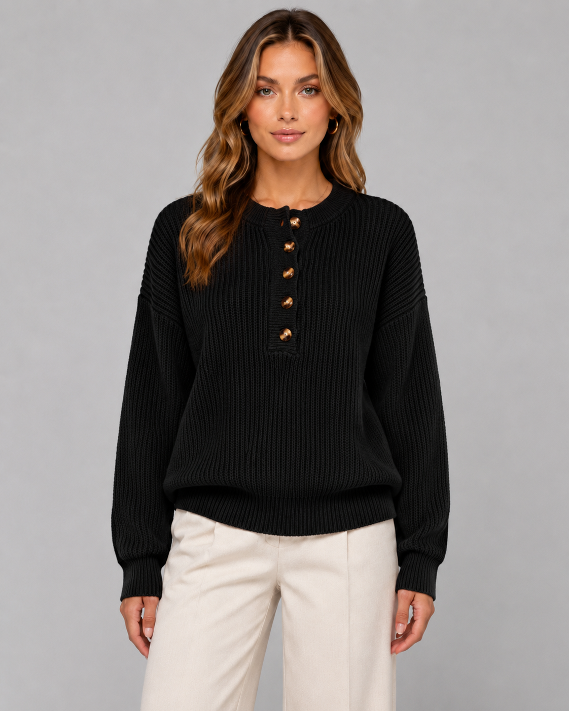 Women's Ribbed Henley Jumper | Hubberholme