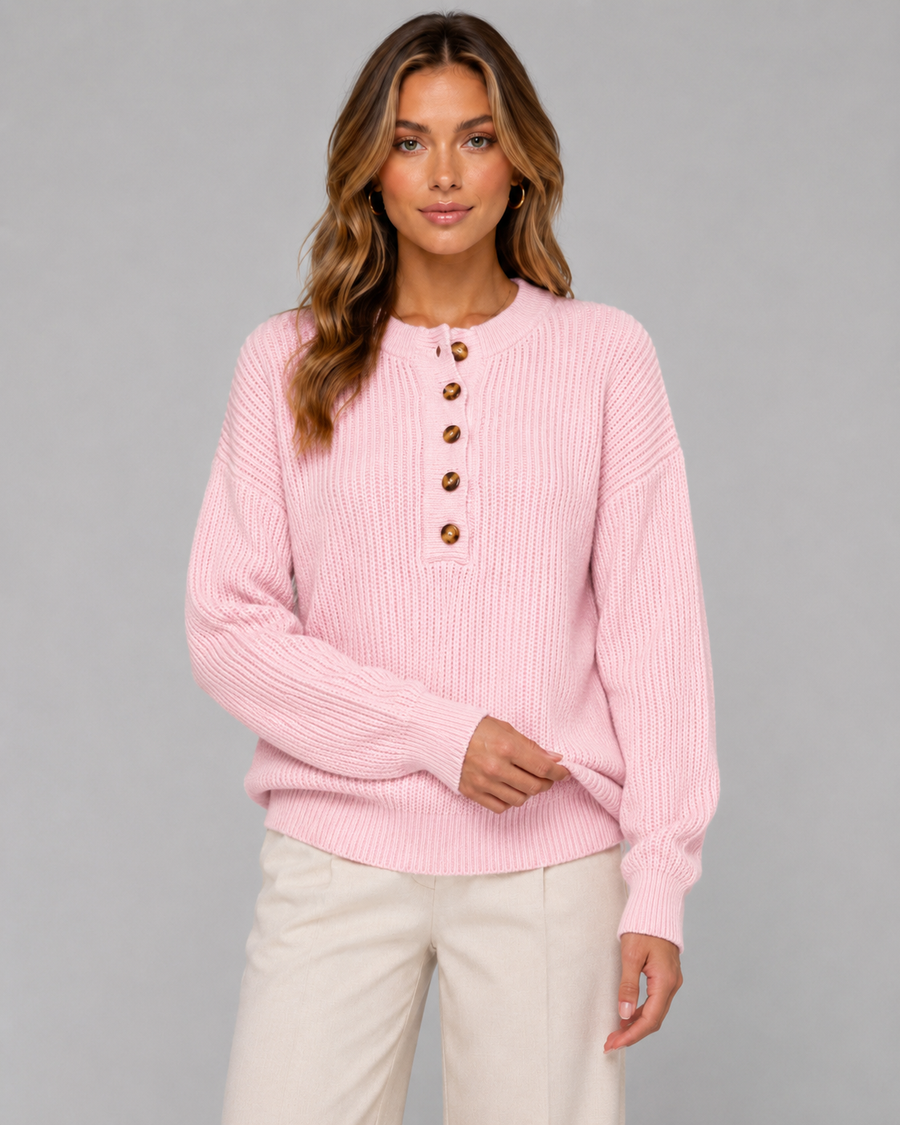 Pull pour femme à col Henley côtelé | Hubberholme
