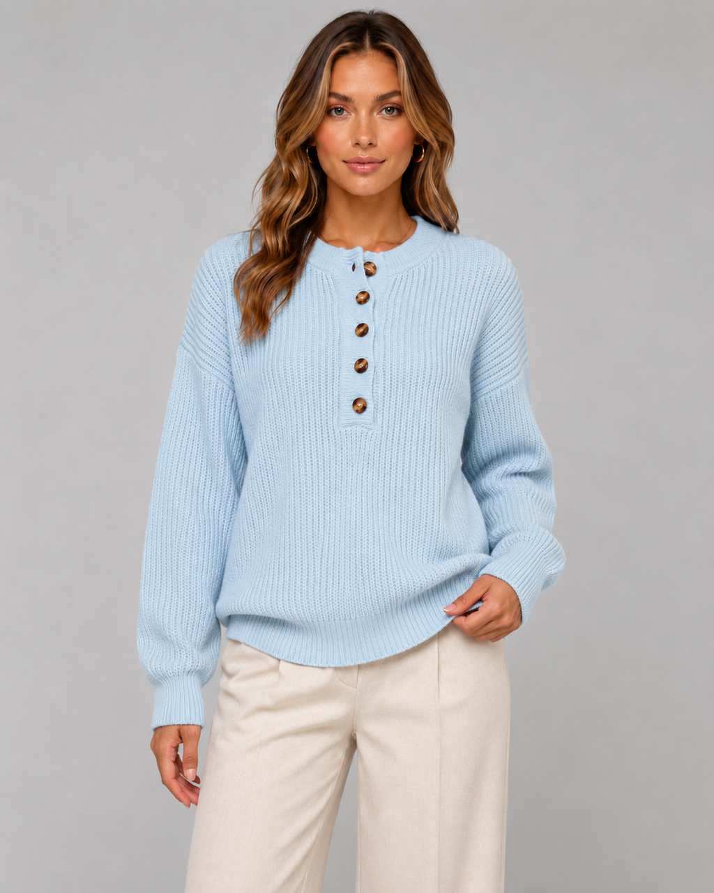 Women's Ribbed Henley Jumper | Hubberholme