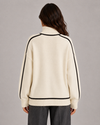 Pull oversize pour femme à col roulé et passepoil contrastant | Sapperton