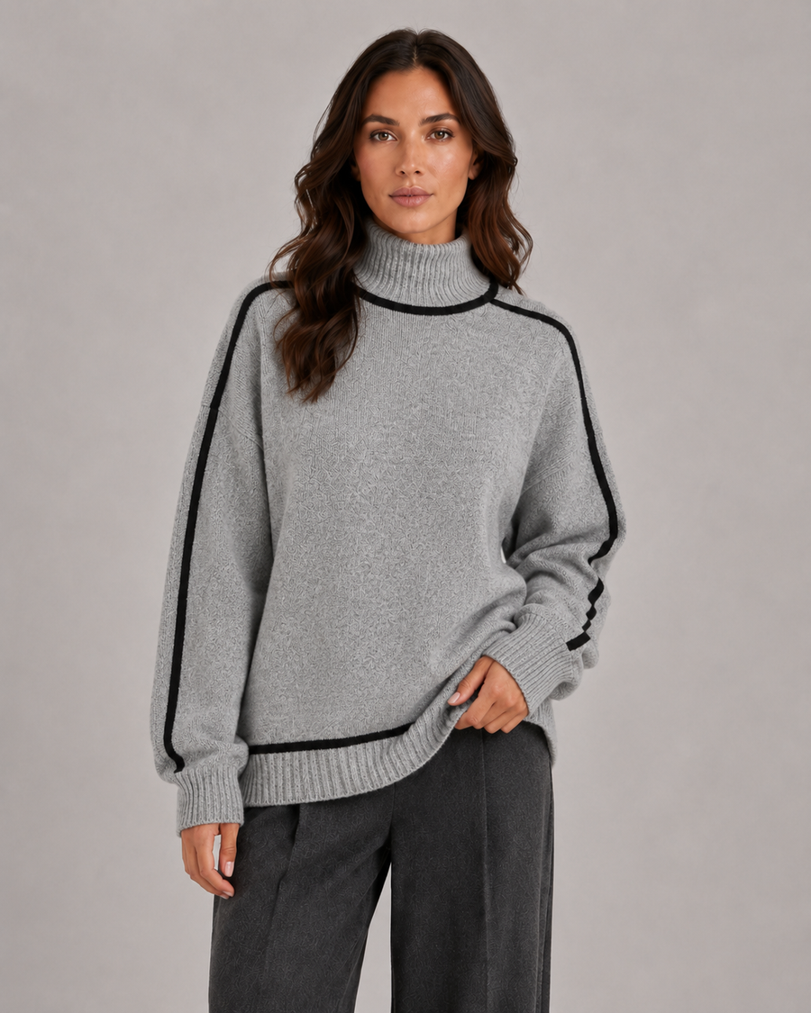 Dámský oversized rolák s kontrastním lemováním | Sapperton