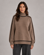 Pull oversize pour femme à col roulé et passepoil contrastant | Sapperton