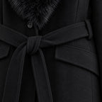 Women's belted midi coat in Black | Brockhall – detail view