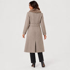 Women's belted midi coat in Taupe | Brockhall – back view