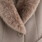 Women's belted midi coat in Taupe | Brockhall – detail view
