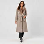 Women's belted midi coat in Taupe | Brockhall – front view