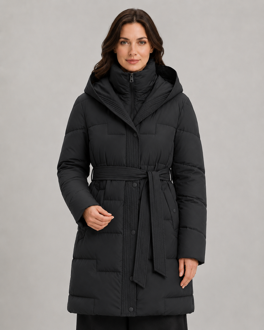 Women's Belted Hooded Puffer Parka | Burwash