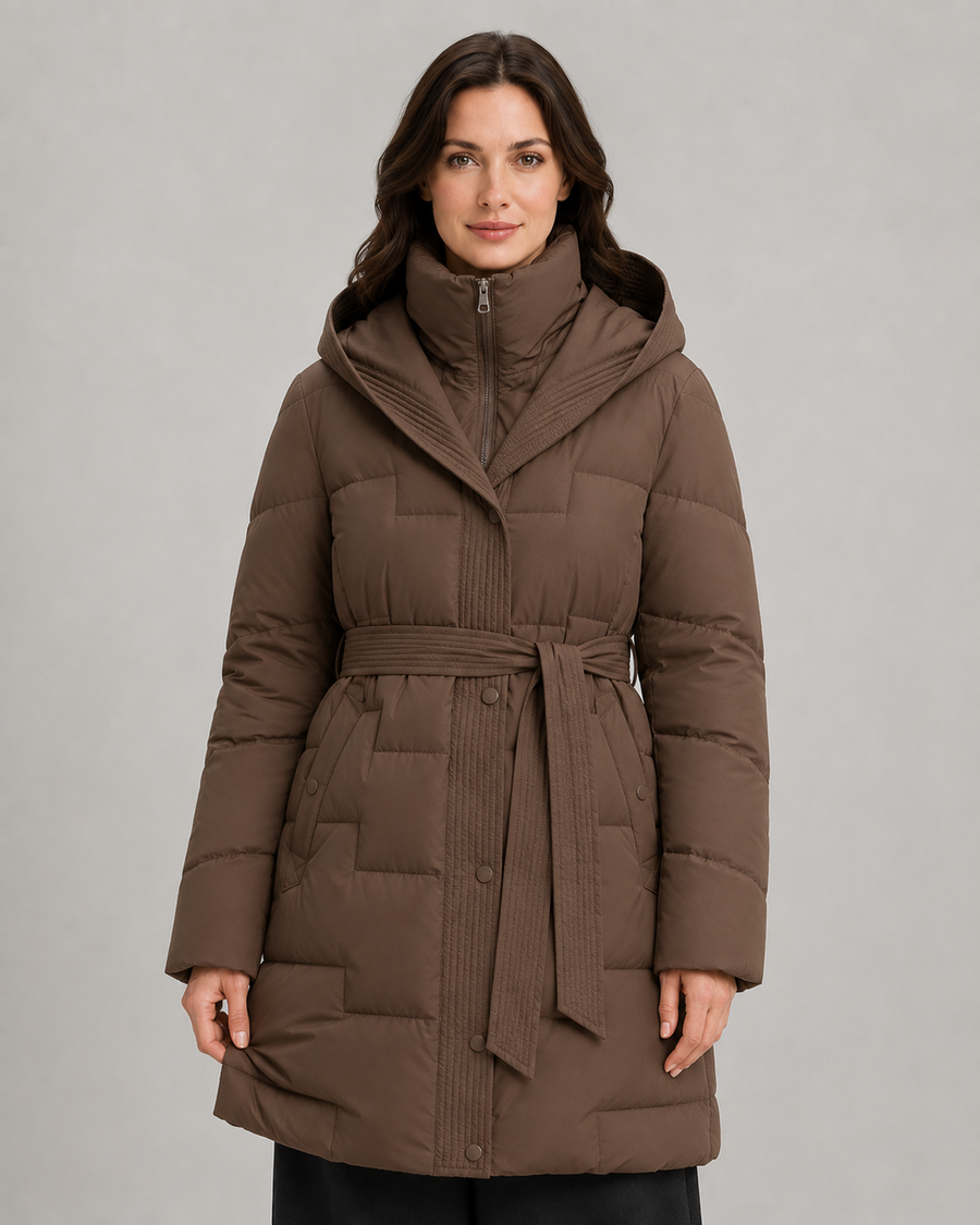 Women's Belted Hooded Puffer Parka | Burwash