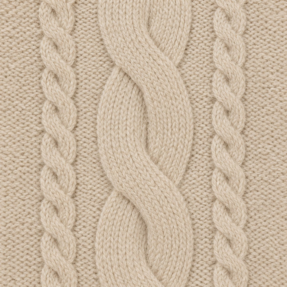 Women's cable knit turtleneck with cape sleeves in Beige | Grinton – detail view
