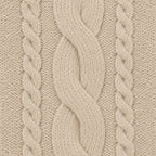 Women's cable knit turtleneck with cape sleeves in Beige | Grinton – detail view