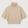 Women's cable knit turtleneck with cape sleeves in Beige | Grinton – front view