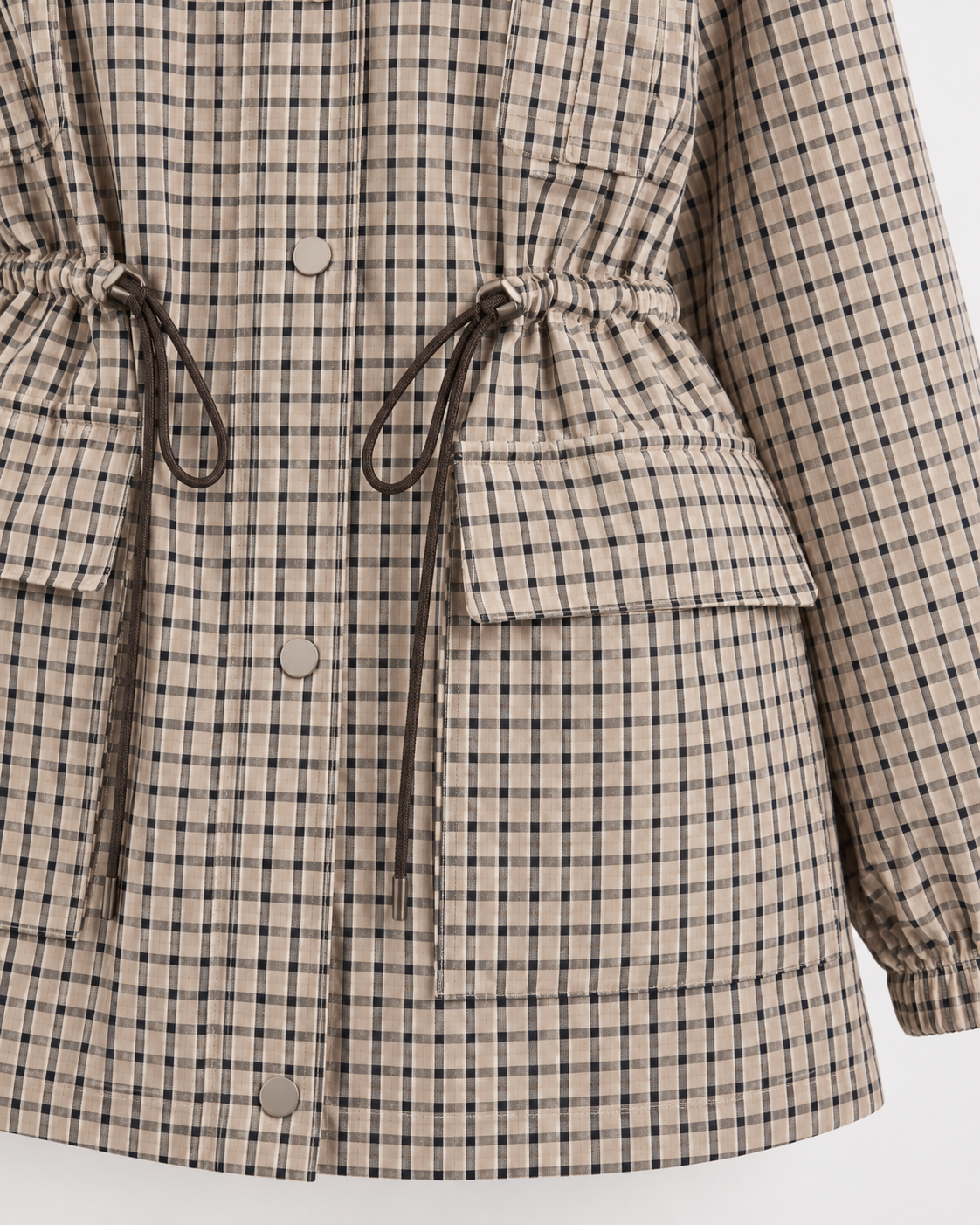 Women's Checked Utility Jacket with Drawstring Waist | Borrowdale