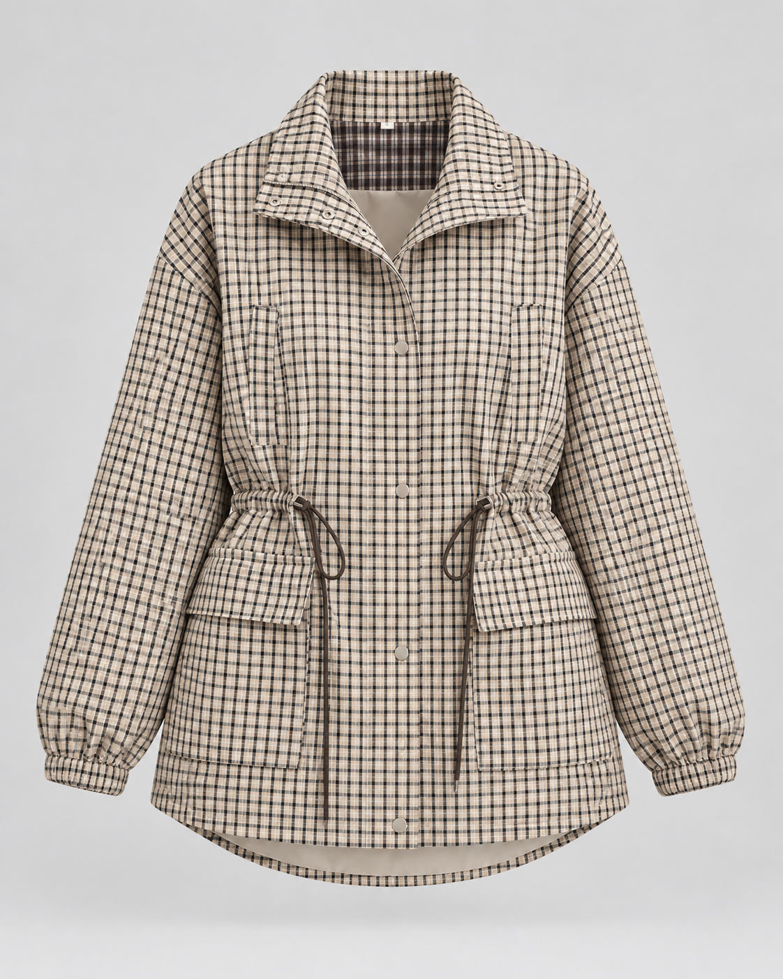 Women's Checked Utility Jacket with Drawstring Waist | Borrowdale
