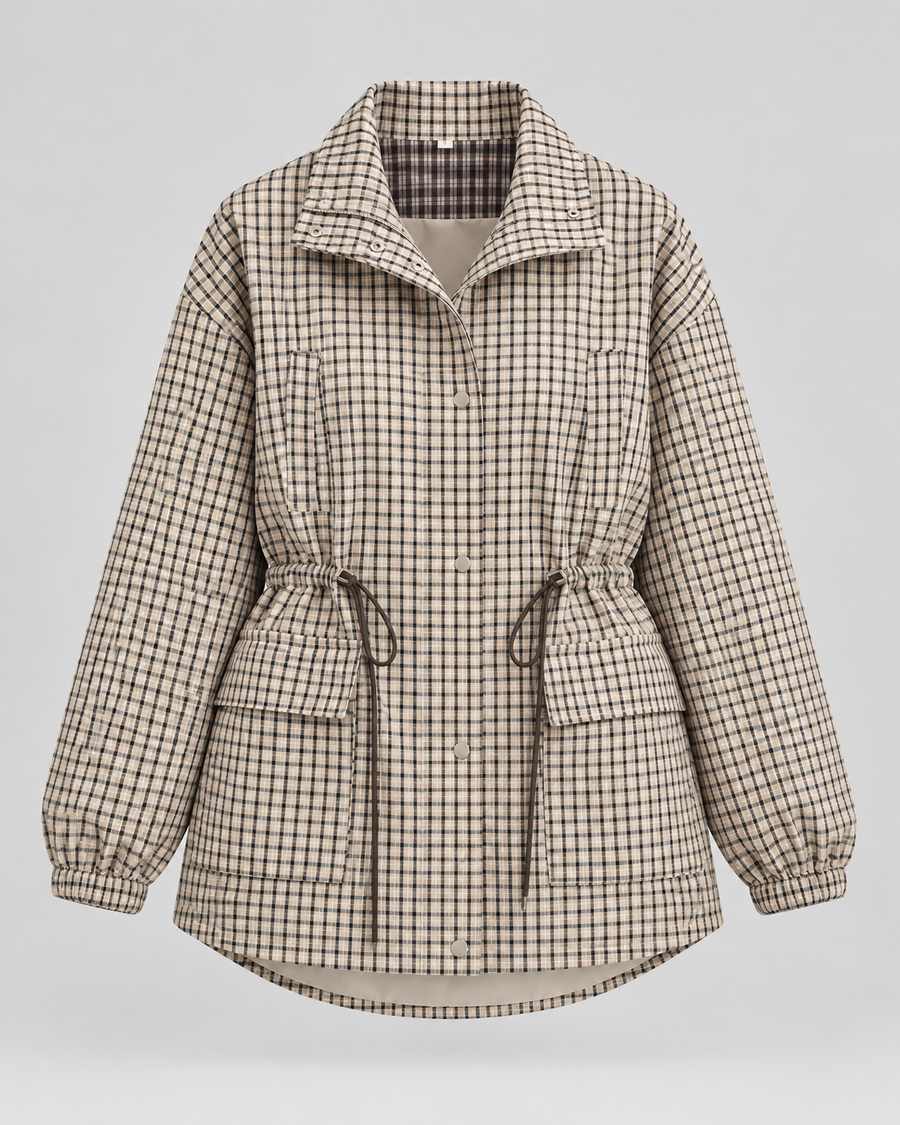 Women's Checked Utility Jacket with Drawstring Waist | Borrowdale