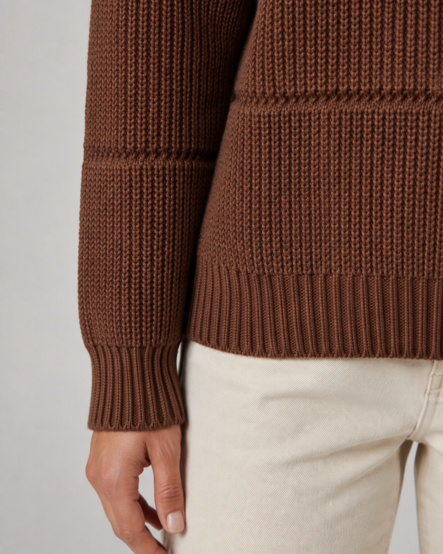 Pull en maille côtelée épaisse à col rond pour femme | Southrop