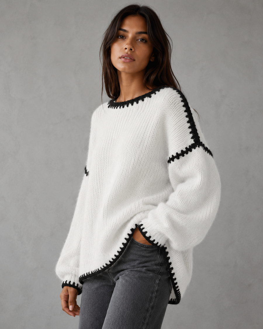 Pull en grosse maille à coutures contrastantes pour femme | Bosham