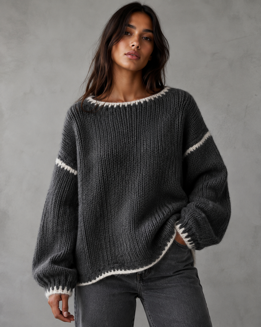 Pull en grosse maille à coutures contrastantes pour femme | Bosham