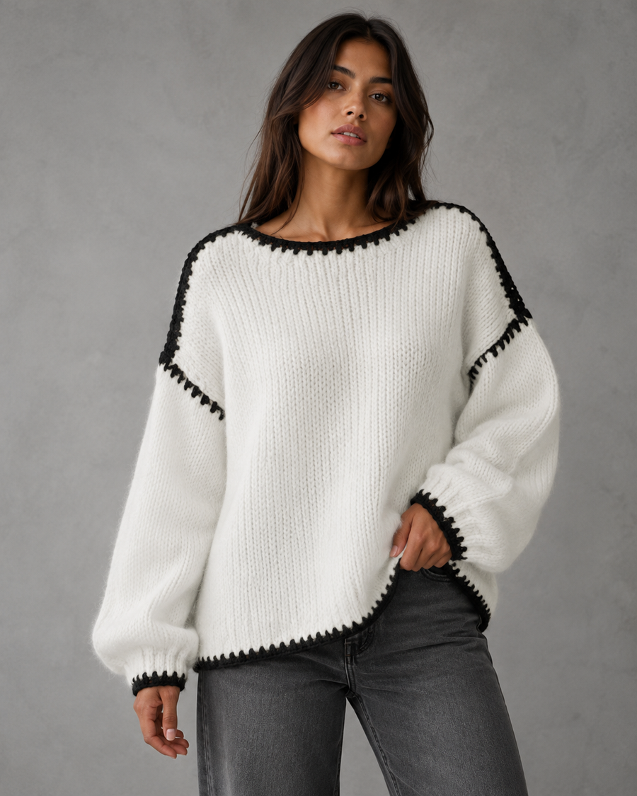 Pull en grosse maille à coutures contrastantes pour femme | Bosham