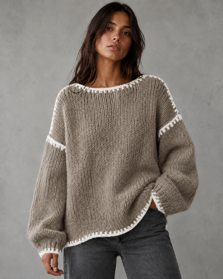 Pull en grosse maille à coutures contrastantes pour femme | Bosham