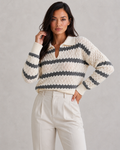 Women's striped knit jumper with collar