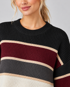 Pull à col rond rayé à empiècements color-block pour femme | Aylsham