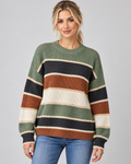 Pull à col rond rayé à empiècements color-block pour femme | Aylsham