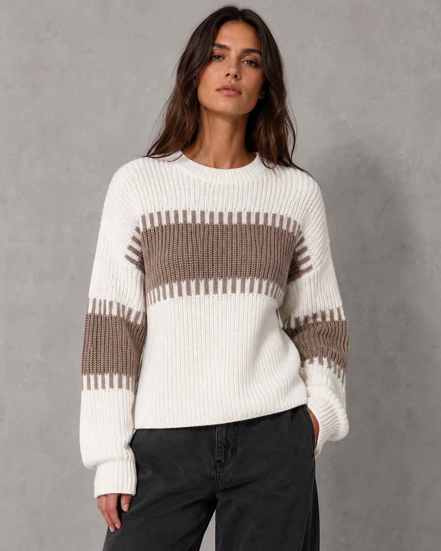 Pull pour femme à col rond et empiècements color-block | Petworth