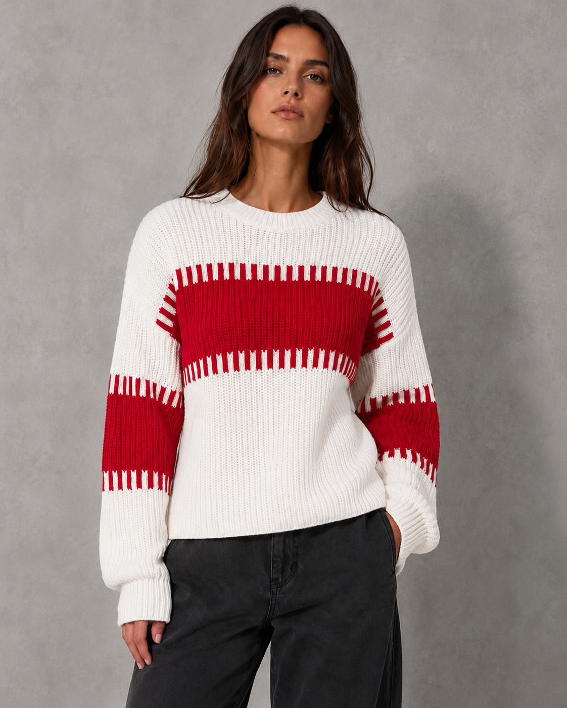 Pull pour femme à col rond et empiècements color-block | Petworth