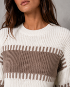 Pull pour femme à col rond et empiècements color-block | Petworth