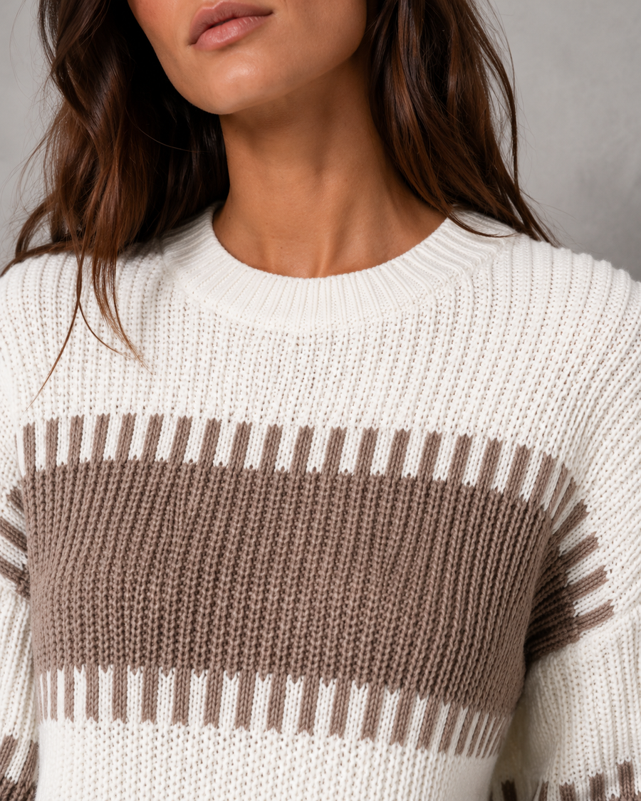 Pull pour femme à col rond et empiècements color-block | Petworth