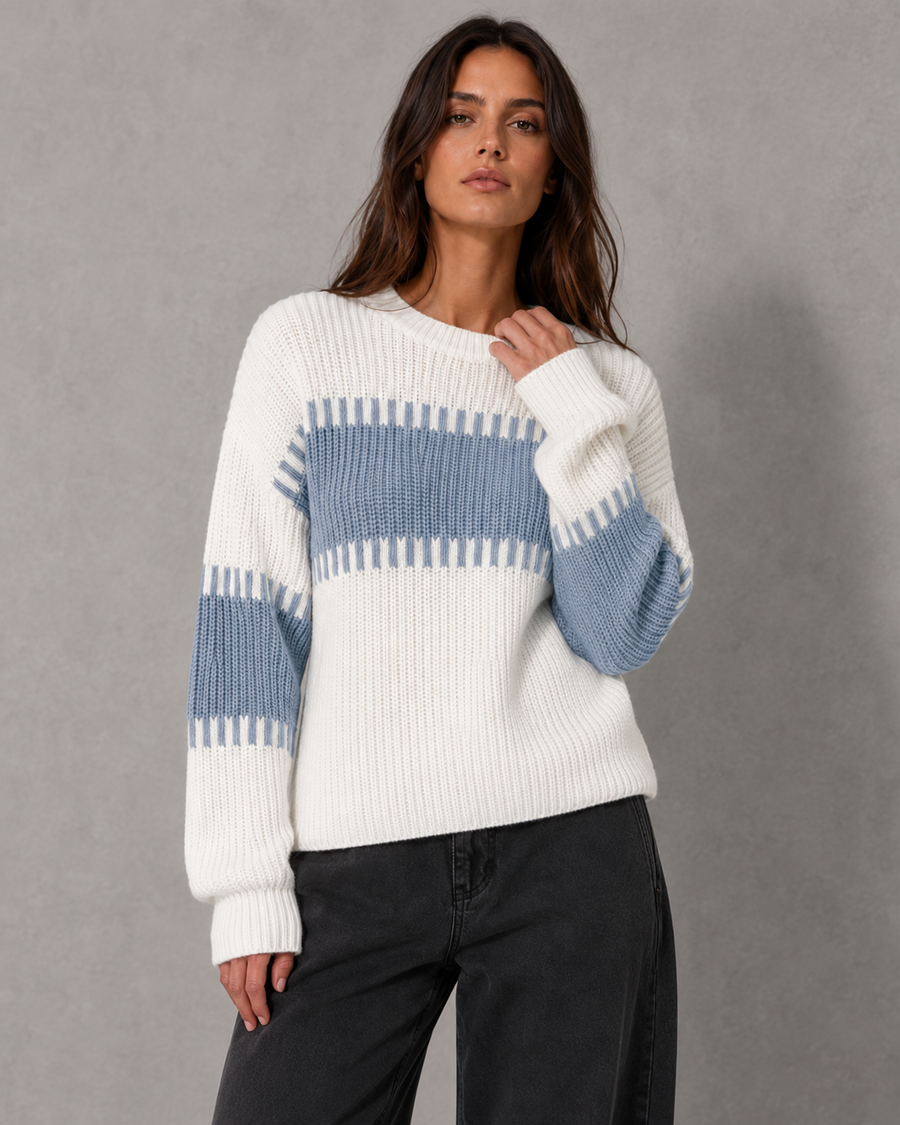 Pull pour femme à col rond et empiècements color-block | Petworth