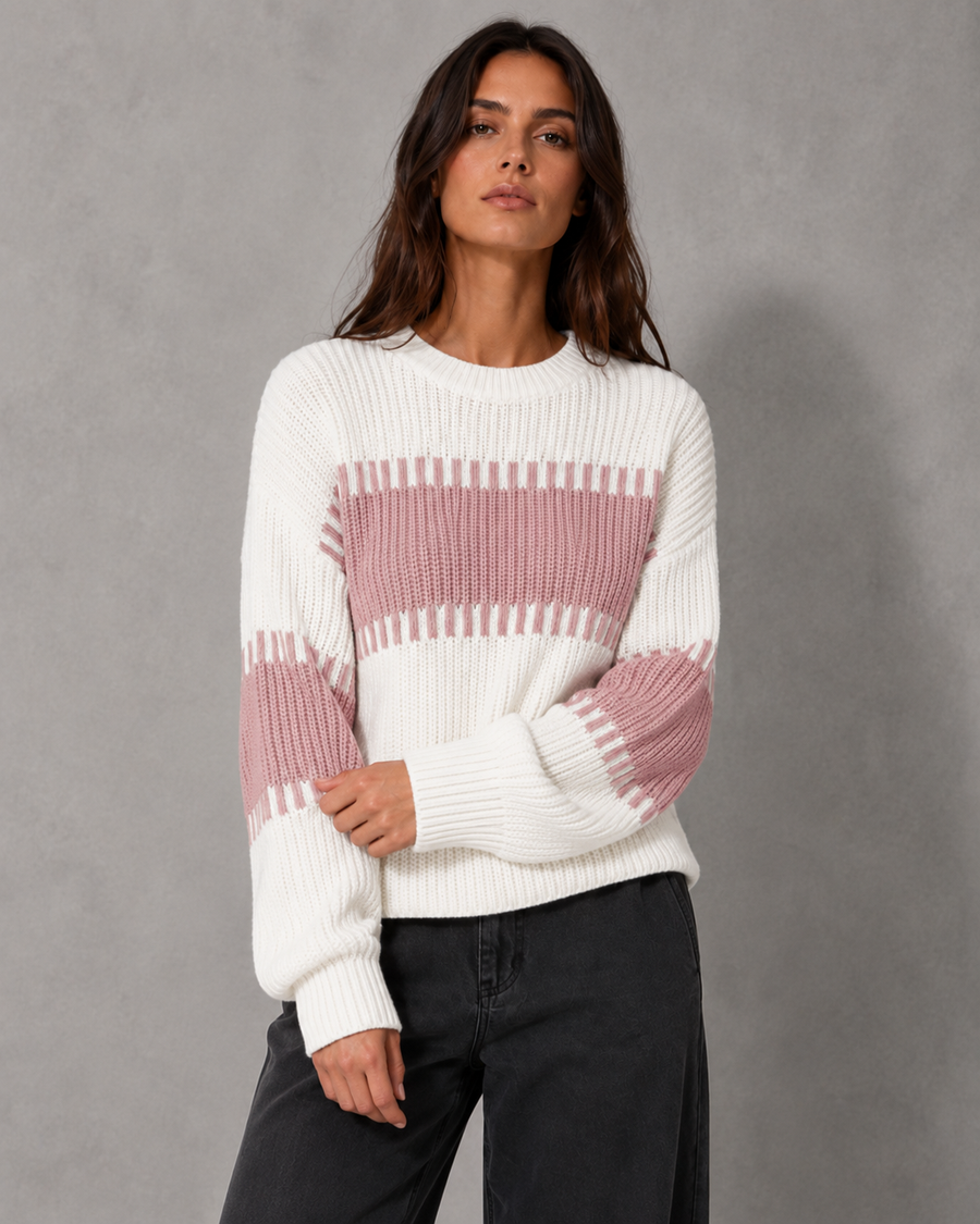Pull pour femme à col rond et empiècements color-block | Petworth