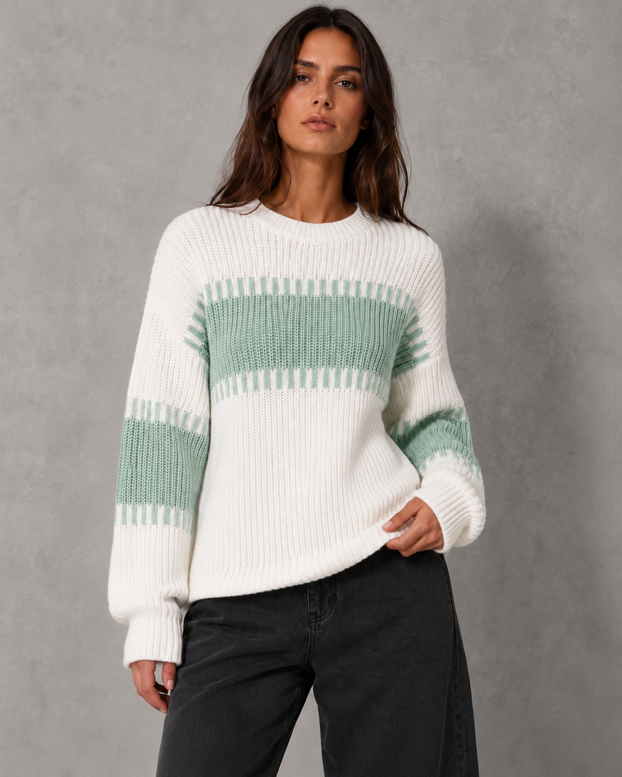Pull pour femme à col rond et empiècements color-block | Petworth