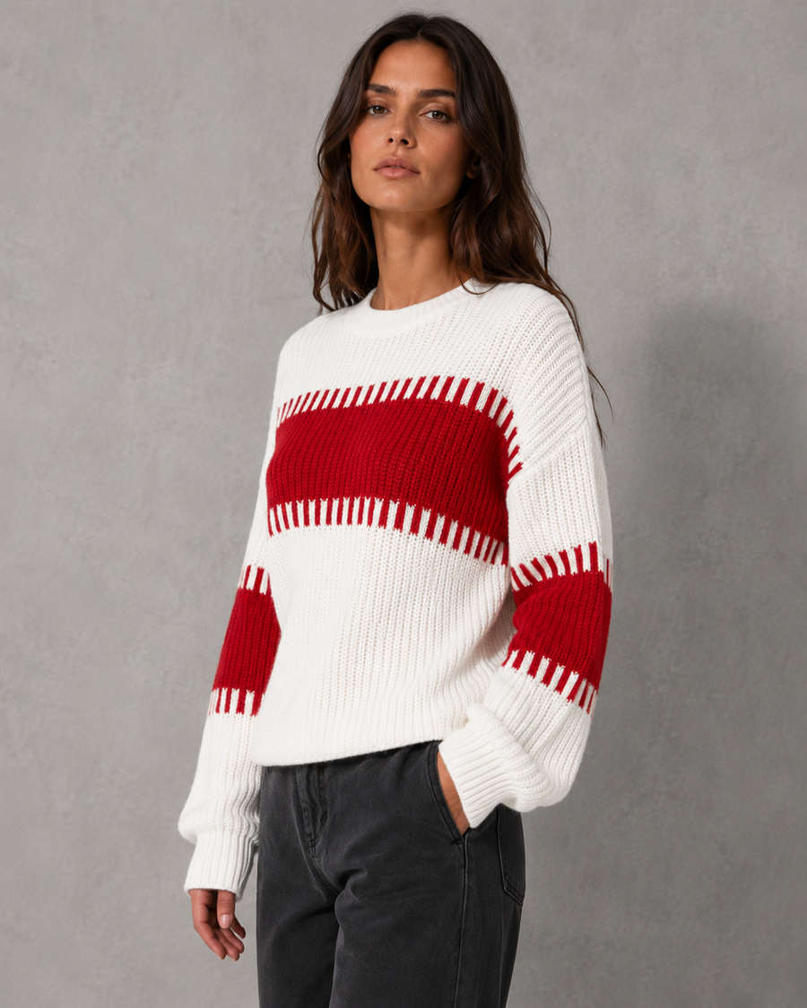 Pull pour femme à col rond et empiècements color-block | Petworth