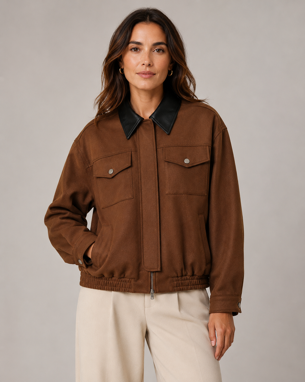 Damska krótka kurtka typu barn jacket z imitacji zamszu | Penistone