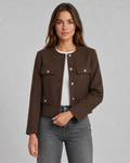 Veste courte sans col pour femme avec boutons dorés | Withington