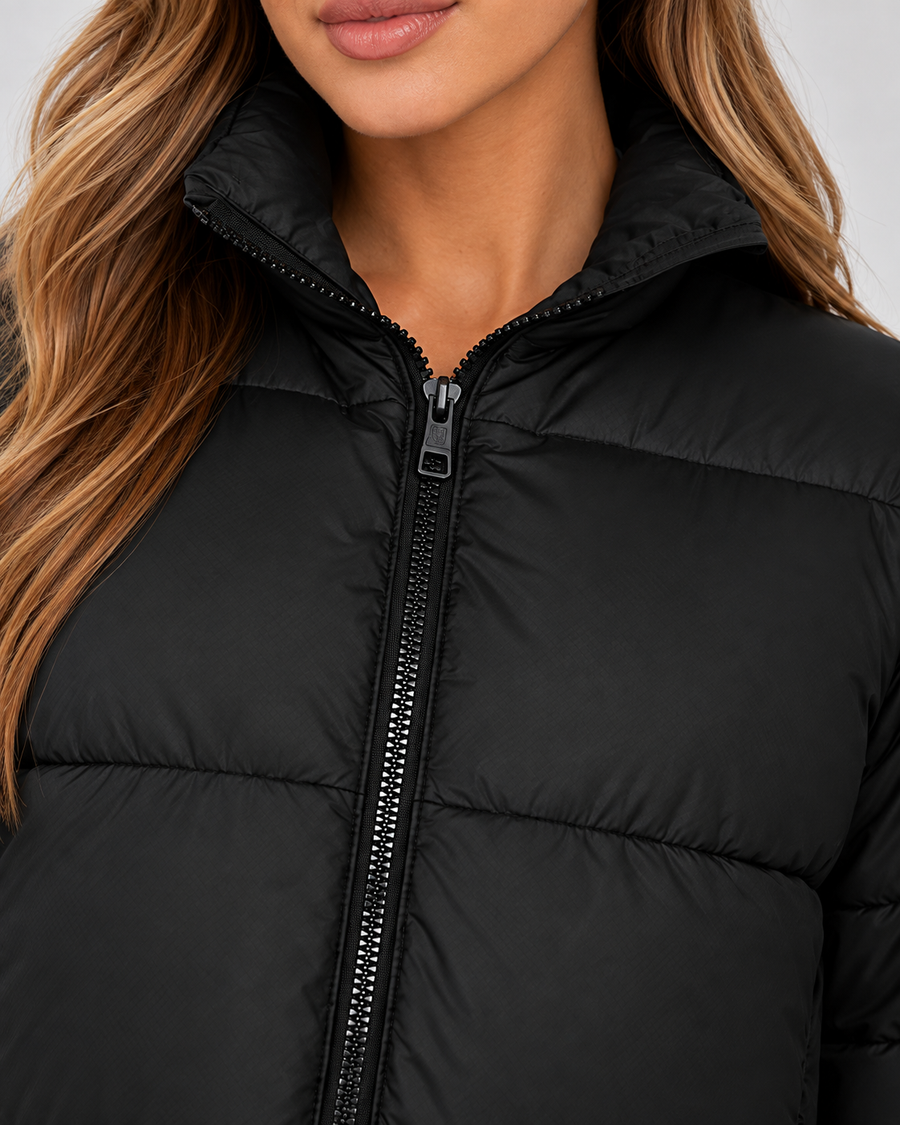 Women's Cropped Quilted Puffer Jacket with High Collar | Kersey