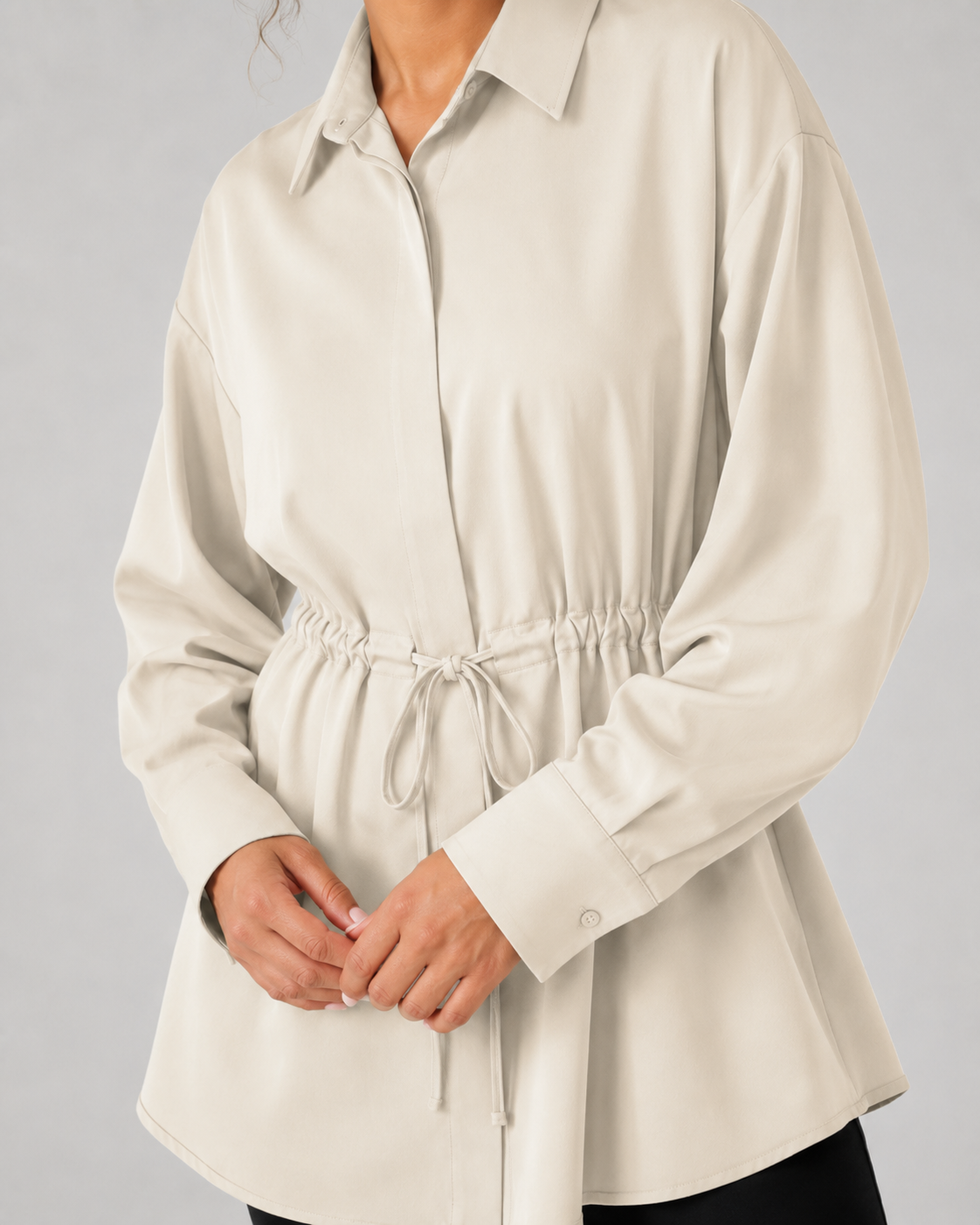 Dámská oversized dlouhá košile se stahovací šňůrkou v pase | Tissington