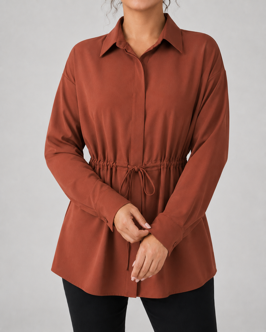 Dámská oversized dlouhá košile se stahovací šňůrkou v pase | Tissington
