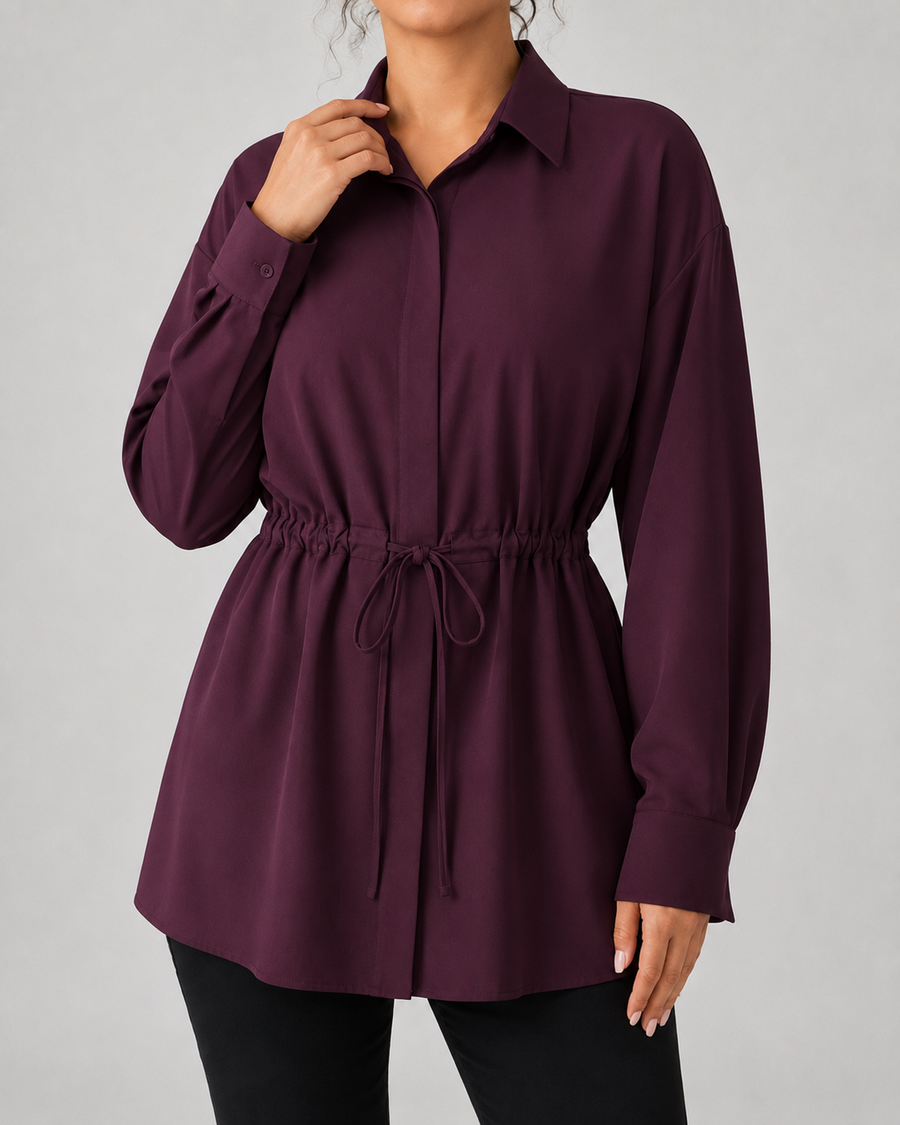 Dámská oversized dlouhá košile se stahovací šňůrkou v pase | Tissington