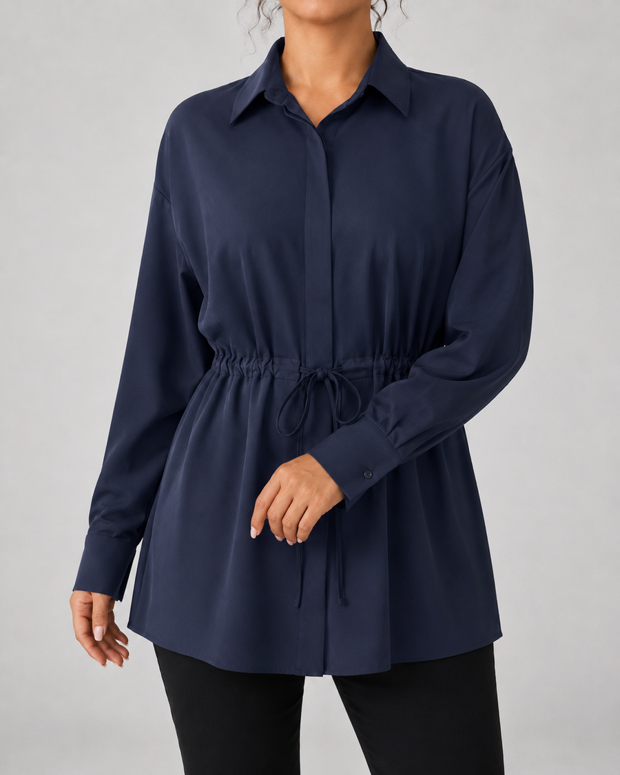 Dámská oversized dlouhá košile se stahovací šňůrkou v pase | Tissington