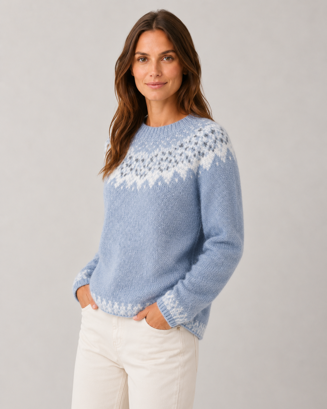 Pull pour femme à col rond motif Fair Isle | Biddestone