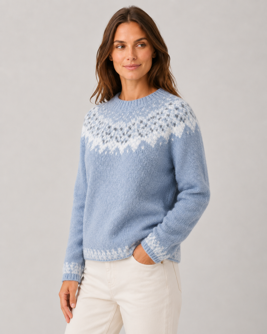 Pull pour femme à col rond motif Fair Isle | Biddestone