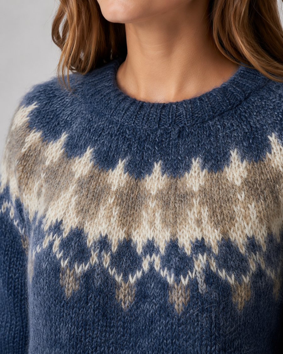 Pull à col rond de style Fair Isle pour femme | Stockbridge