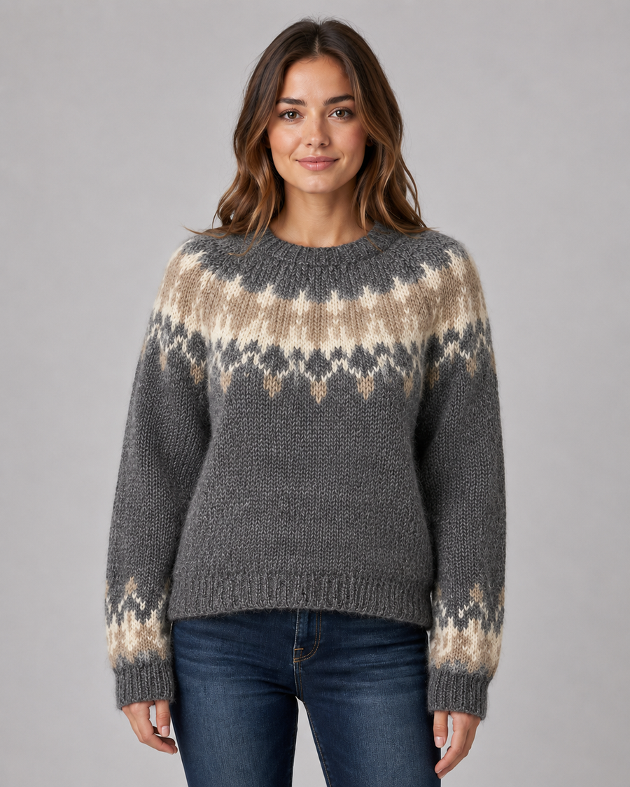 Pull à col rond de style Fair Isle pour femme | Stockbridge