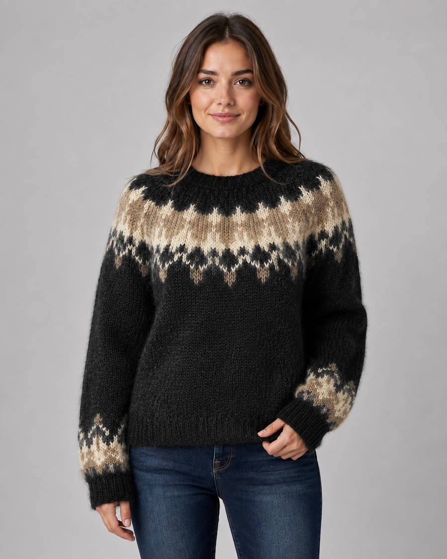 Pull à col rond de style Fair Isle pour femme | Stockbridge