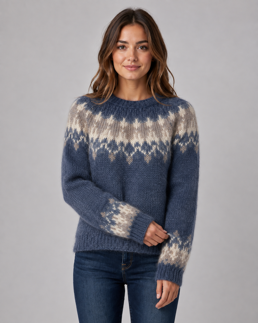 Pull à col rond de style Fair Isle pour femme | Stockbridge