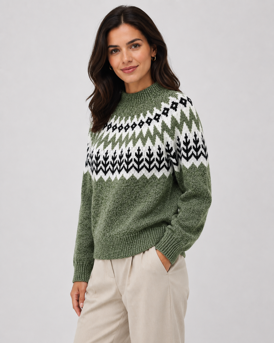Pull à col montant et empiècement Fair Isle pour femme | Burley