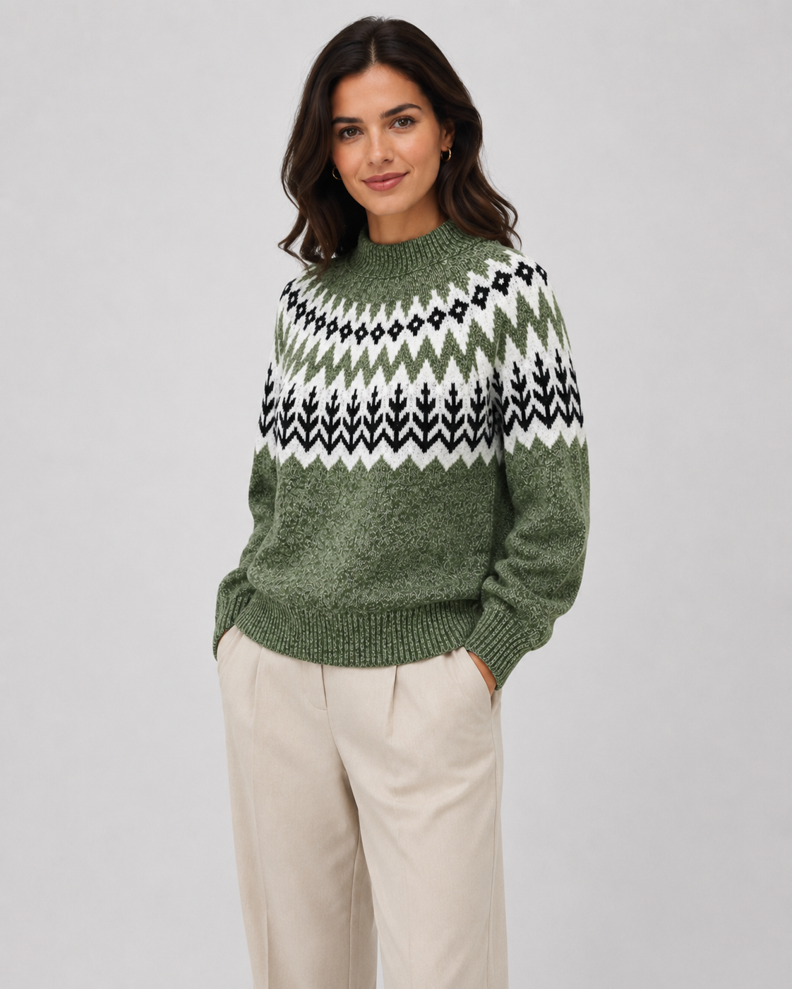 Pull à col montant et empiècement Fair Isle pour femme | Burley