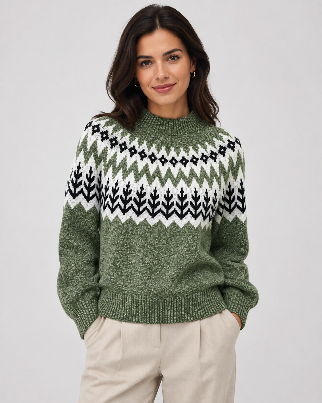 Pull à col montant et empiècement Fair Isle pour femme | Burley
